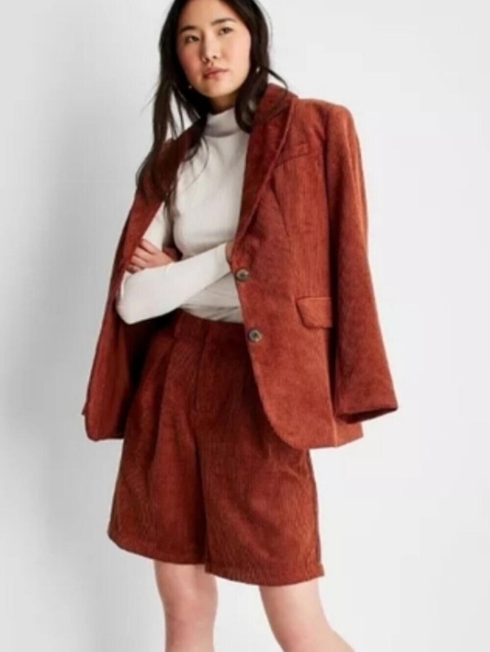 Future Collective Reese Blutstein Wide Whale Corduroy Blazer Rust XXS